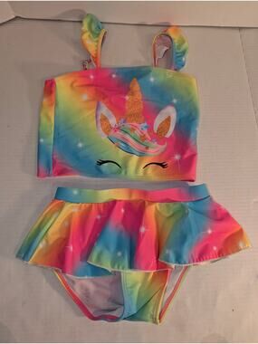 Girls Akokvlar Two Piece Girls Swimsuit 7/8 Unicorn  Never Worn